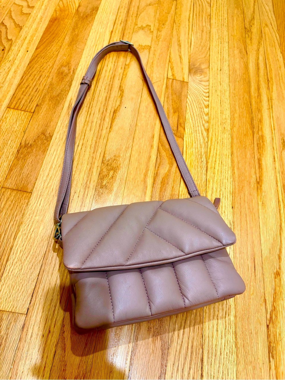 Quilted Mauve Shoulder Crossbody Bag